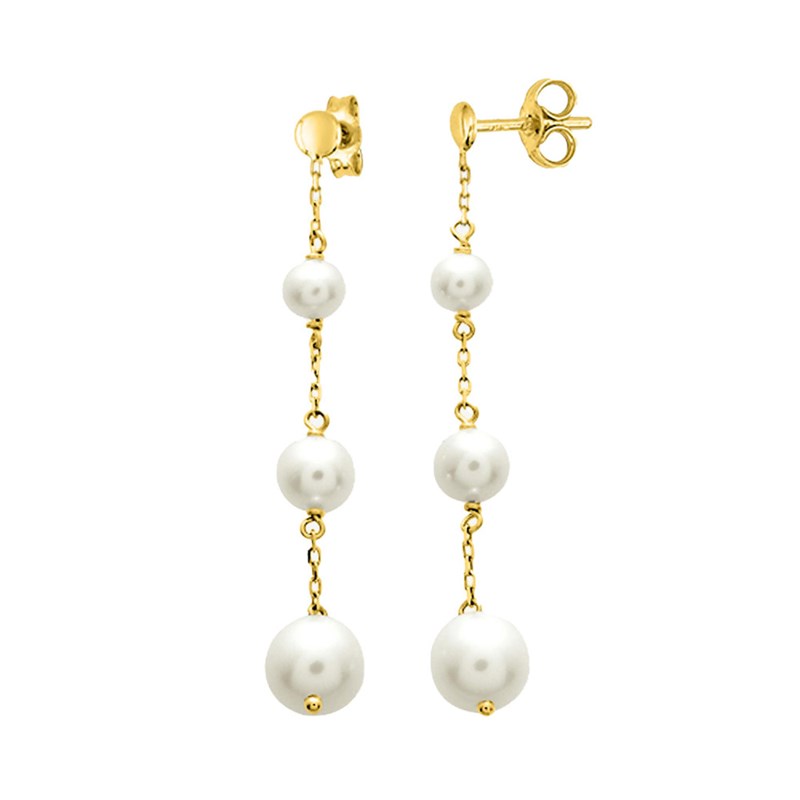 Boucles d'oreilles femme pendantes - perle - Or 18 Carats