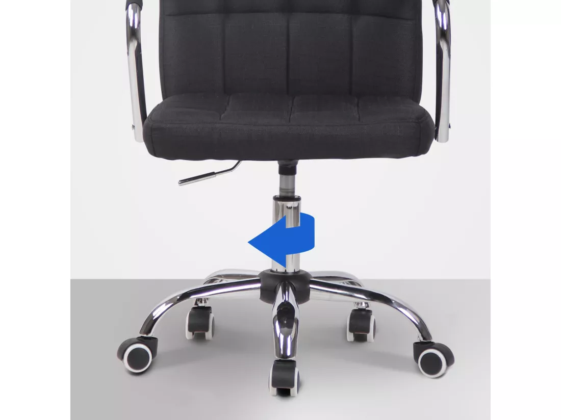 Chaise de bureau - Tissu & Métal chromé - Noir - Terni
