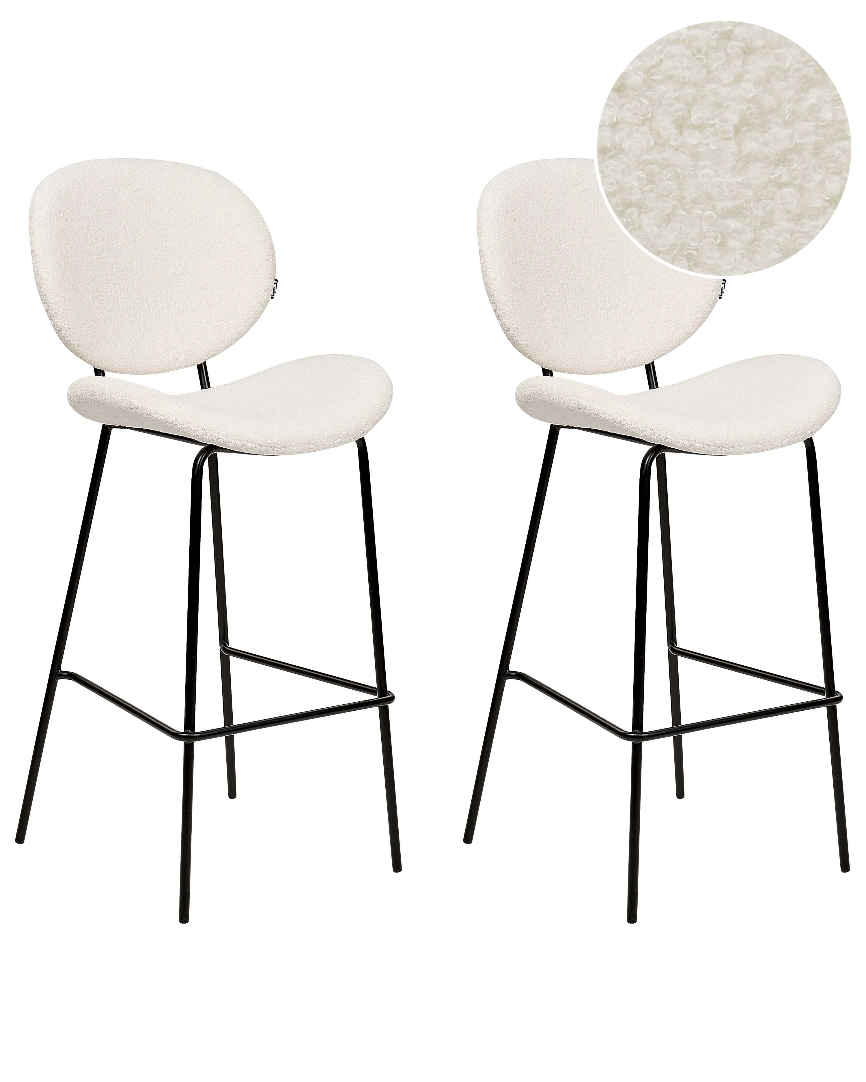 Set van 2 barstoelen LUANA Bouclé Wit