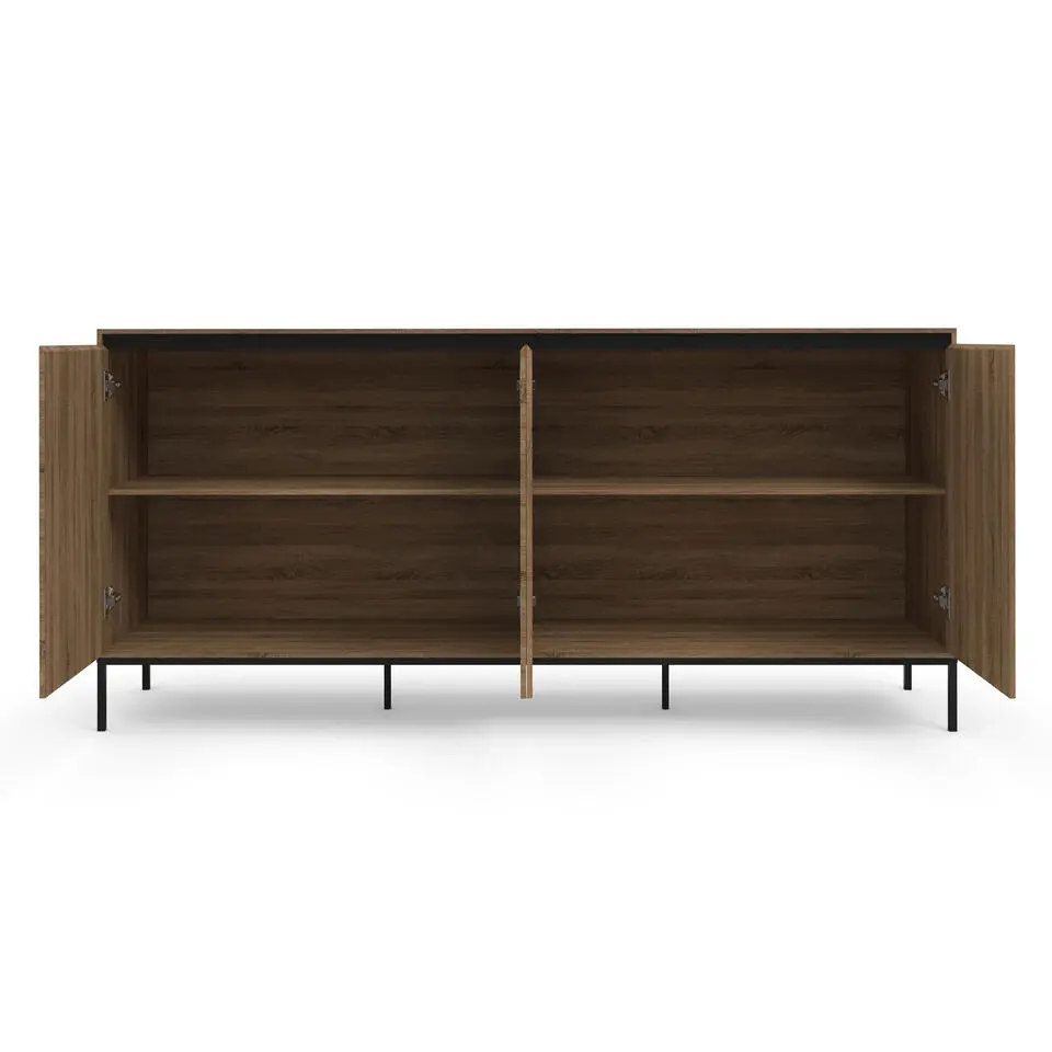 Bari - Dressoir met 4 deuren en eiken effect