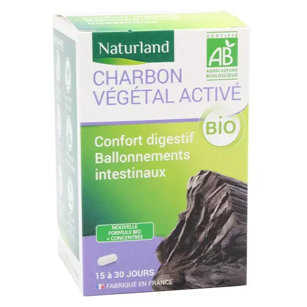 Carvão Ativado Orgânico Naturland - 60 cápsulas