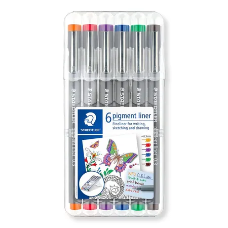 STAEDTLER® pigment liner 308 0,3mm, 6 Farben Box
