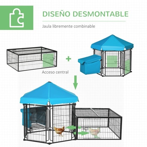Gaiola de aço inoxidável para galinhas PawHut