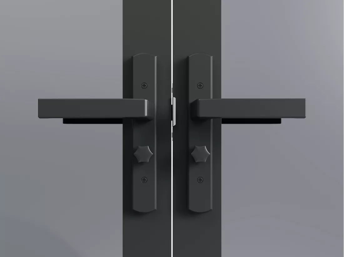 Bloc porte réversible à deux battants en aluminium et verre trempé fumé - 2 x H204 x L93 cm - Noir - LOXTON