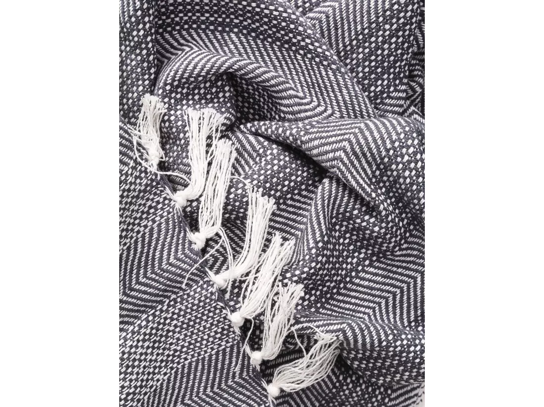 Plaid en coton Alisea Anthracite 125x150 cm