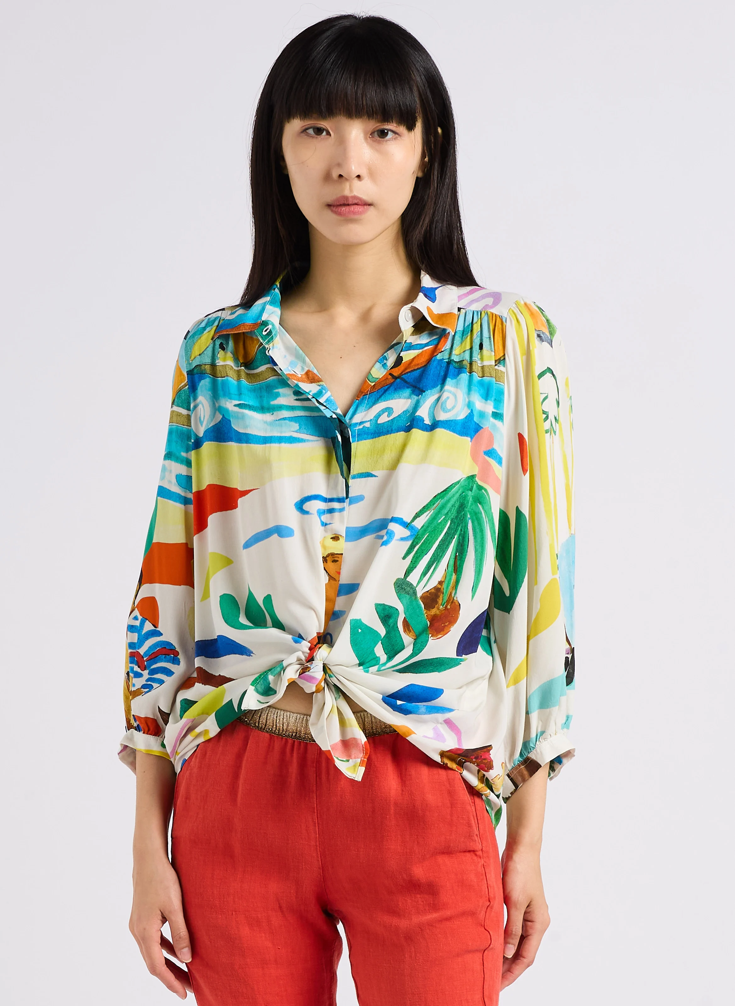 BATEAUX - Blouse col classique imprimée | Multicolore