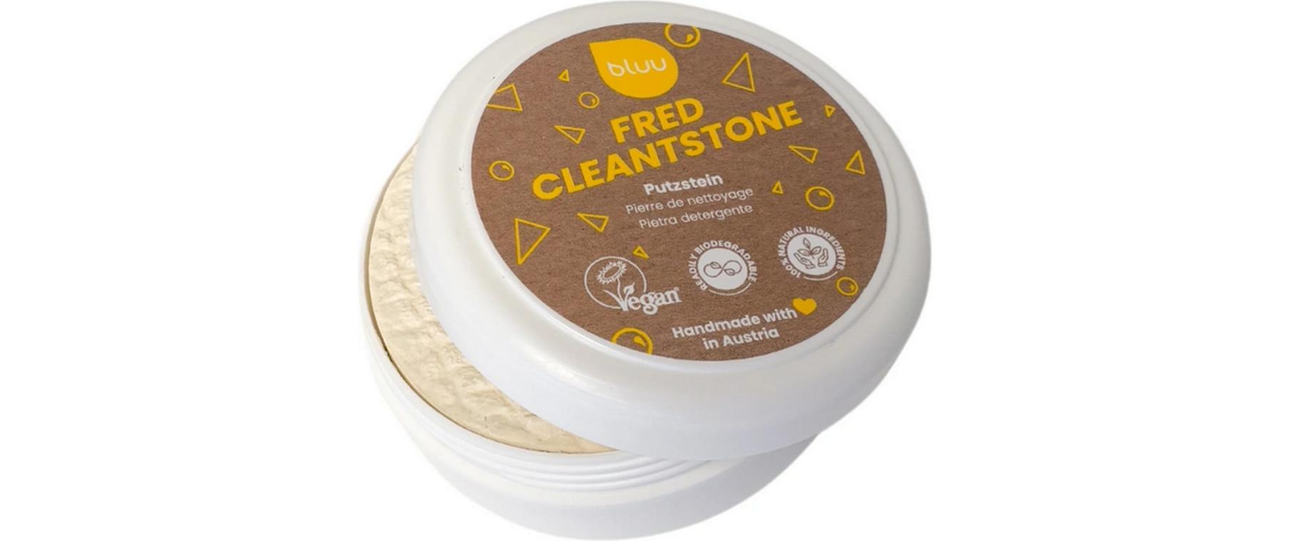 Allzweckreiniger Fred cleantstone 250 gPutzstein mit Dose für die kratzfreie Reinigung von Chromstahl und Glaskeramik-Kochfeldern