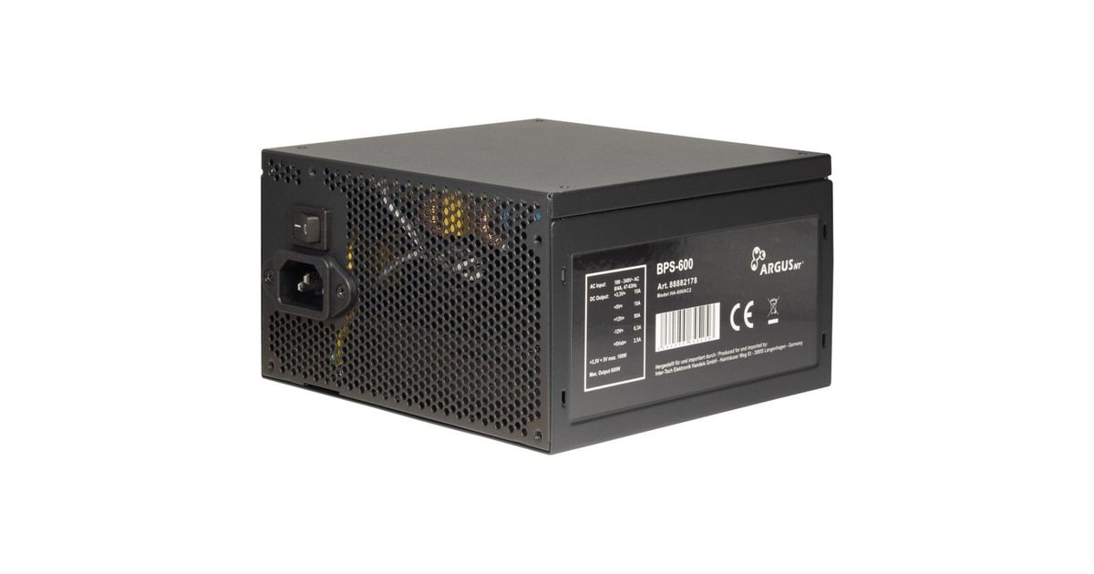 Inter-TechArgus BPS-600 600 watt voeding   (Zwart, 4x PCIe)