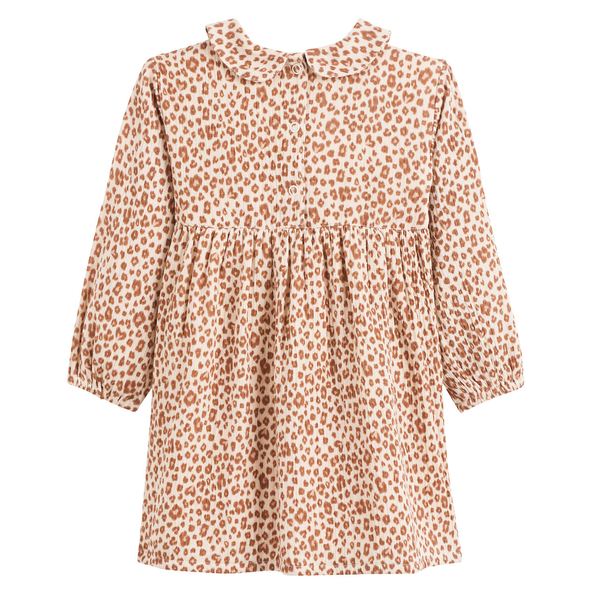 COLEÇÕES LA REDOUTE<br>Vestido Tetra, gola Claudine, estampa de leopardo