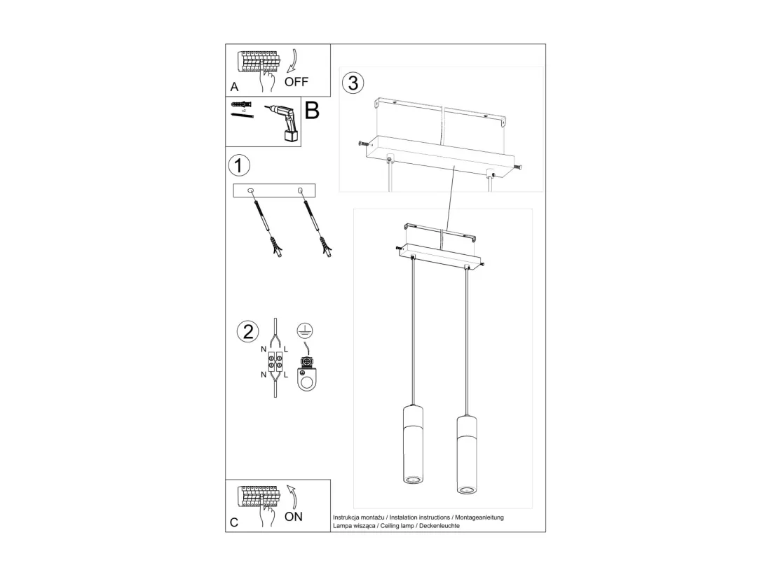 Sollux Lighting Zane Bar Suspension Plafonnier Béton Gris, Bois Naturel, 30cm