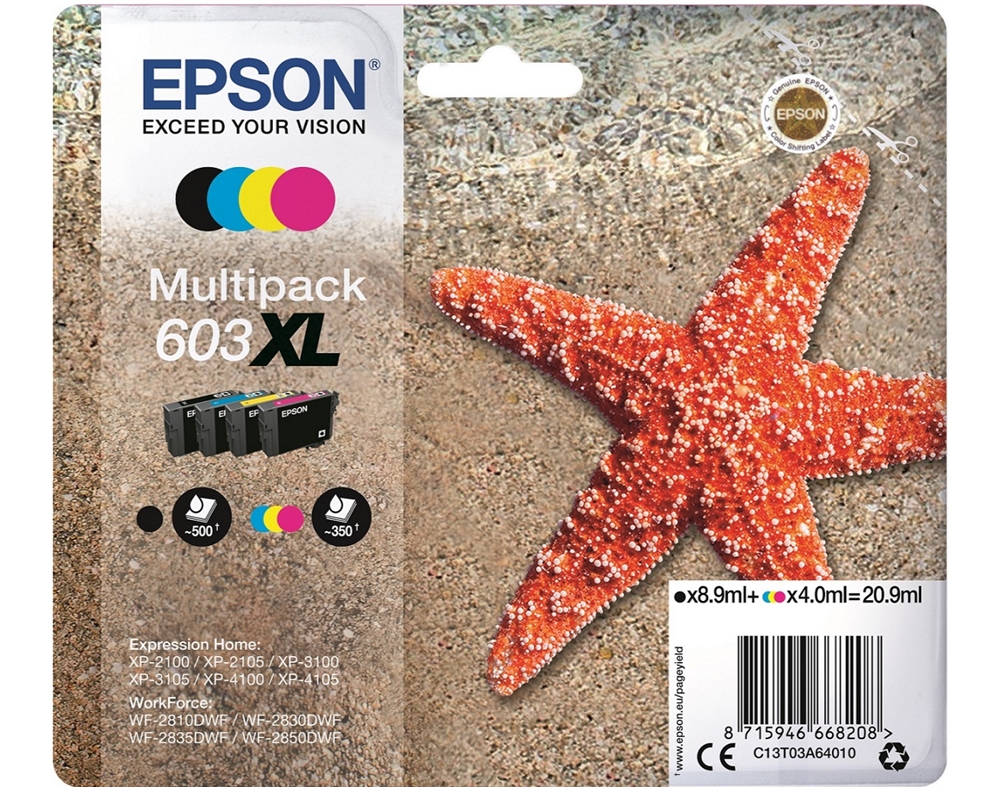TINTEIRO ORIGINAL EPSON 603XL MULTIPACK C13T03A64020
