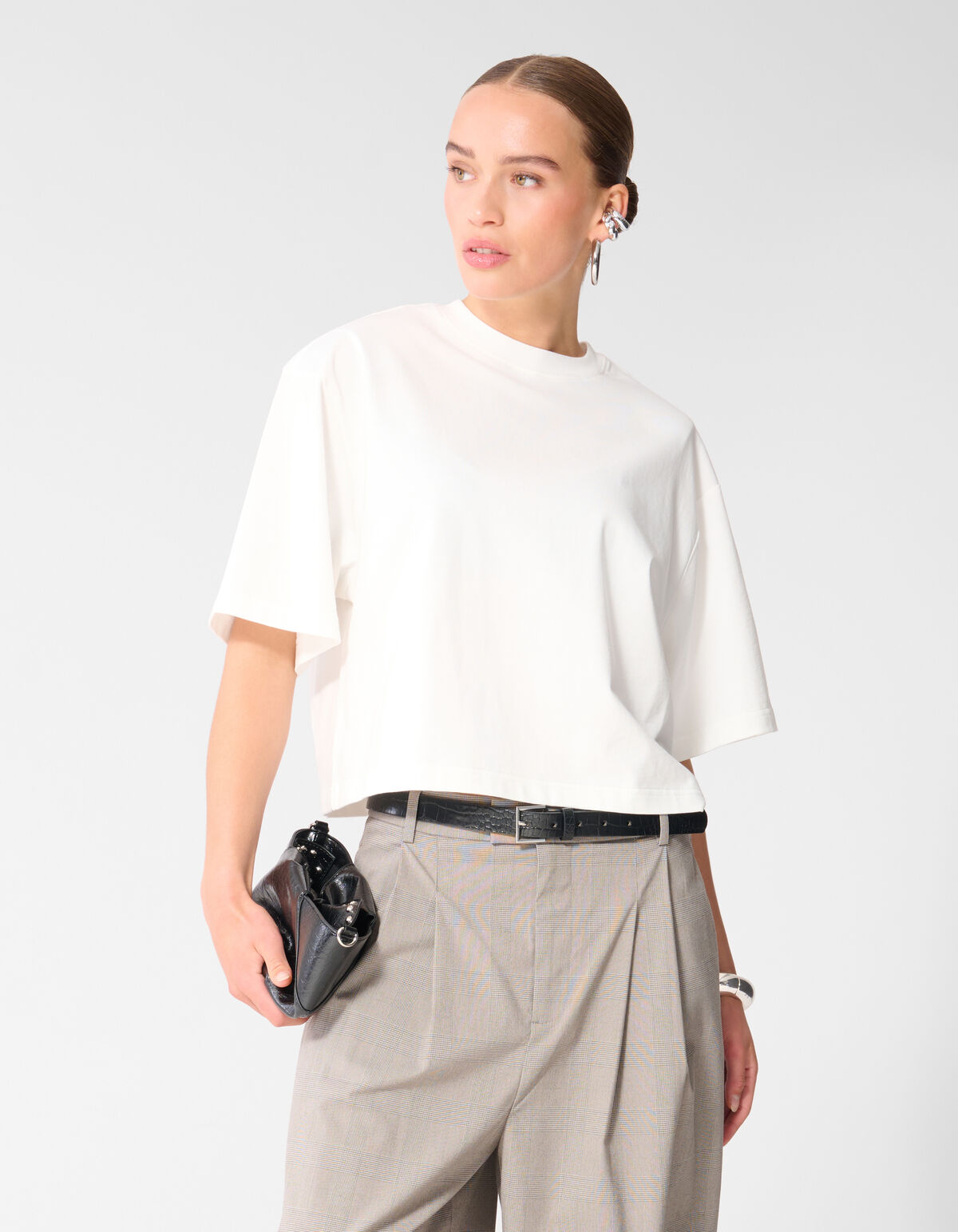 Big Shoulder T-shirt Wit