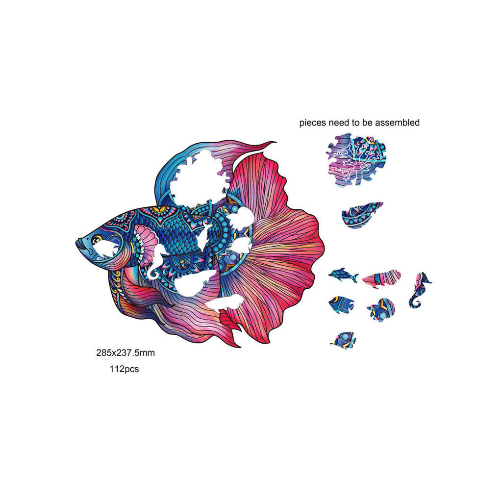 Rainbow Puzzle en bois - Poisson - 112 pièces
