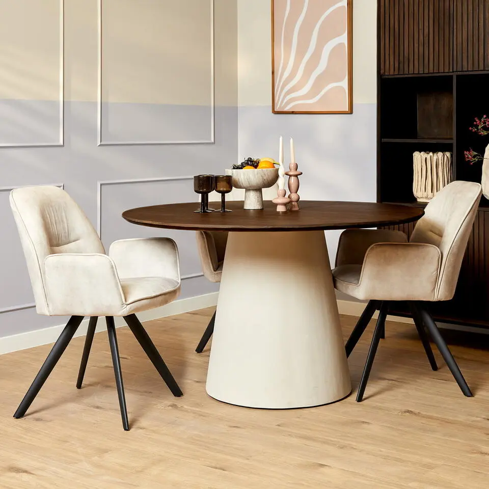 Eettafel Rond Bruin Hout - 150x150x76cm - Madison