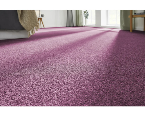Velours tapijt Ines lila 400 cm breed (per meter verkocht)