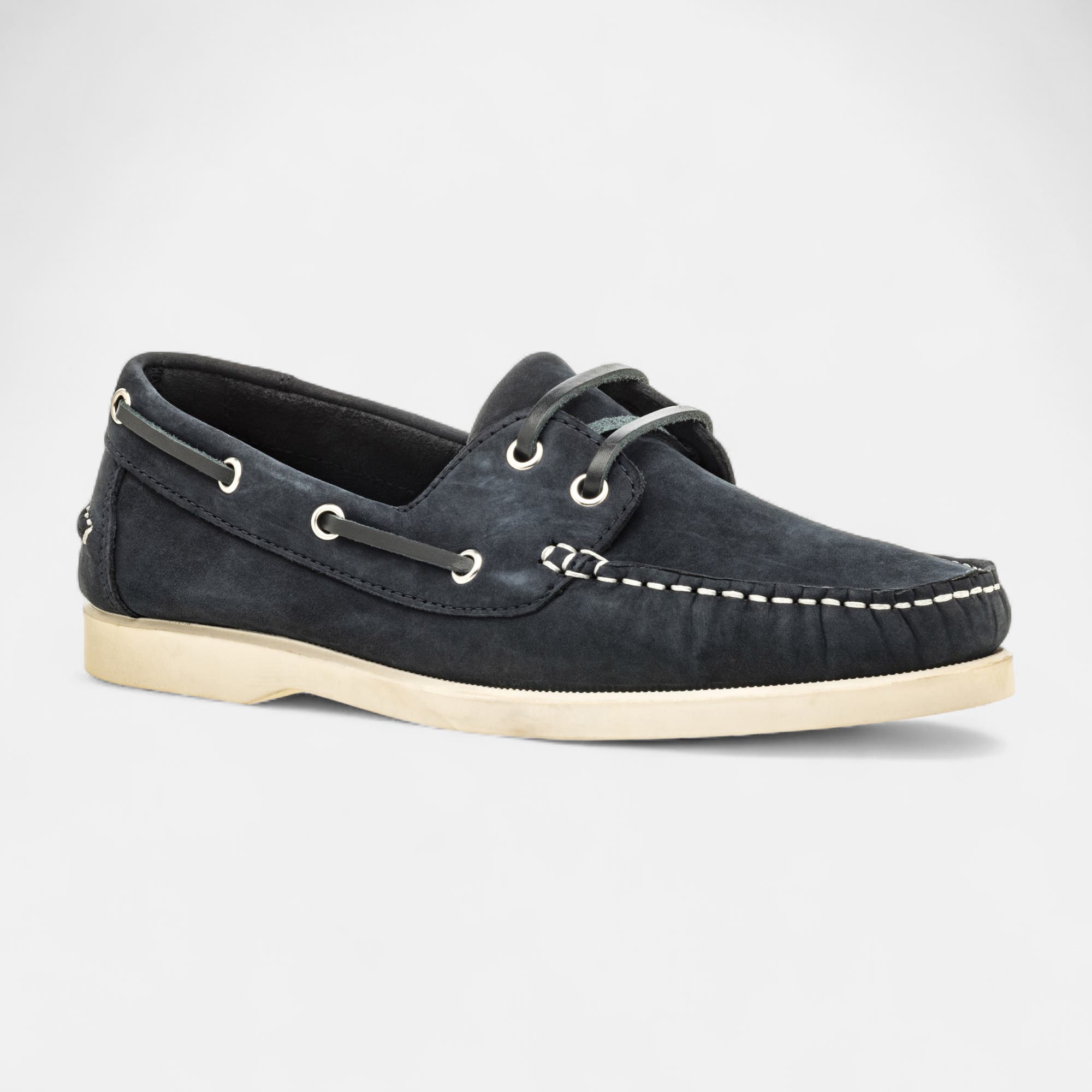 Chaussures bateau Femme en cuir bleu marine