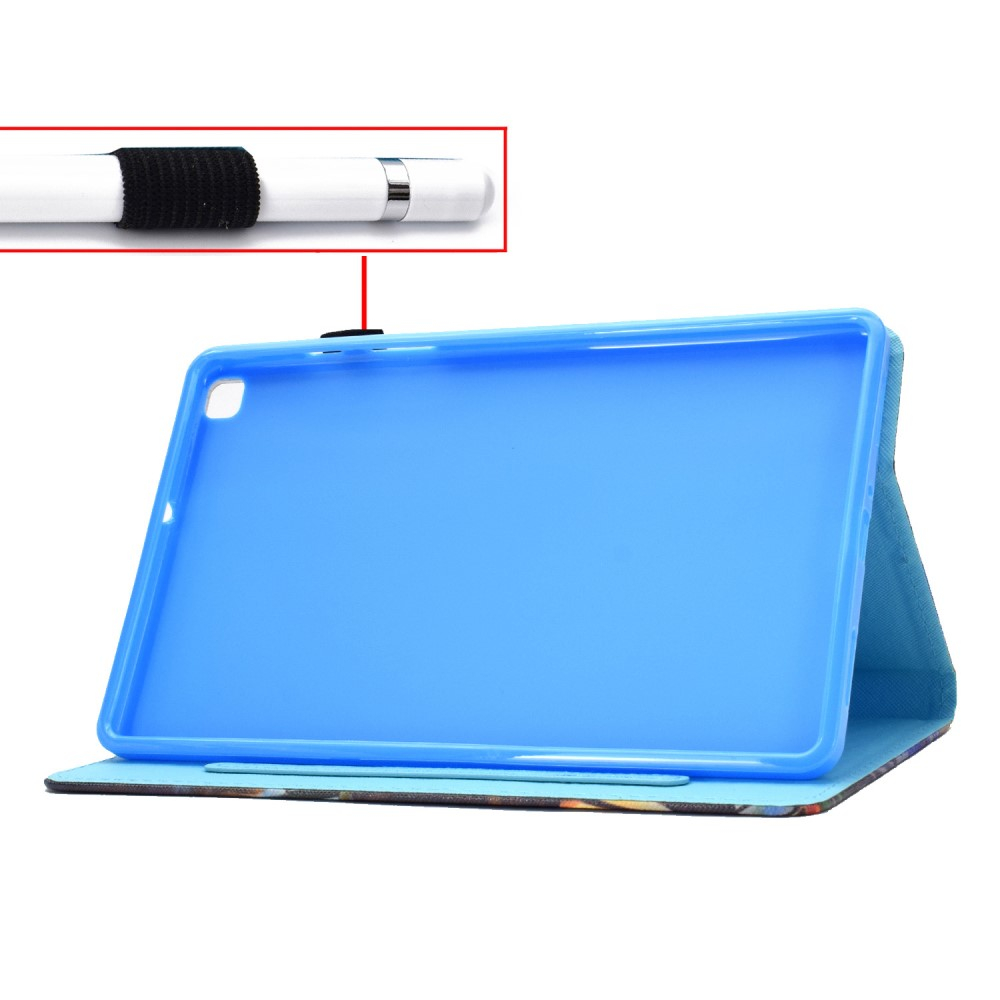 Samsung Galaxy Tab A7 Lite Leder Tasche Flip Case Schmetterlinge   Stift Halterung - Schwarz / Pink / Blau
