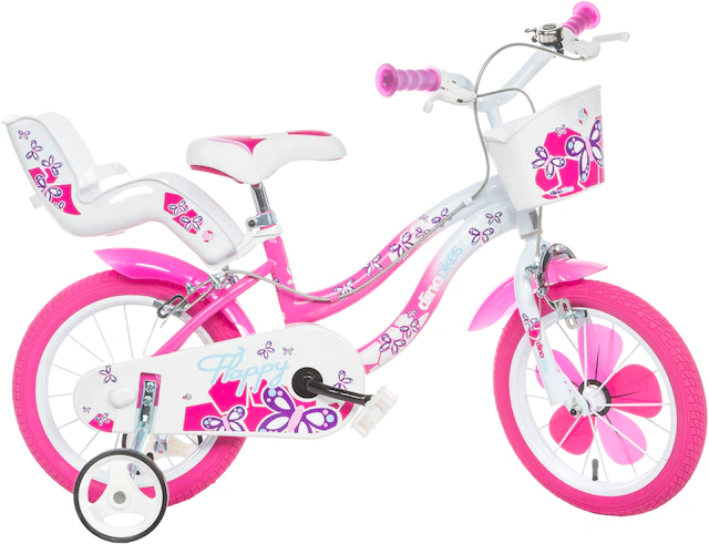 Dino Kinderfahrrad »Mädchenfahrrad 16 Zoll« 1 Gang mit Stützrädern, Korb und Puppensitz
