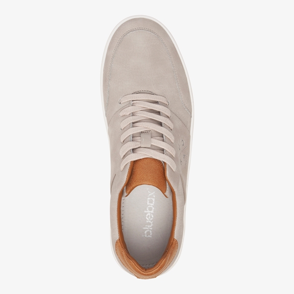 Blue Box grijze heren sneakers met bruin detail