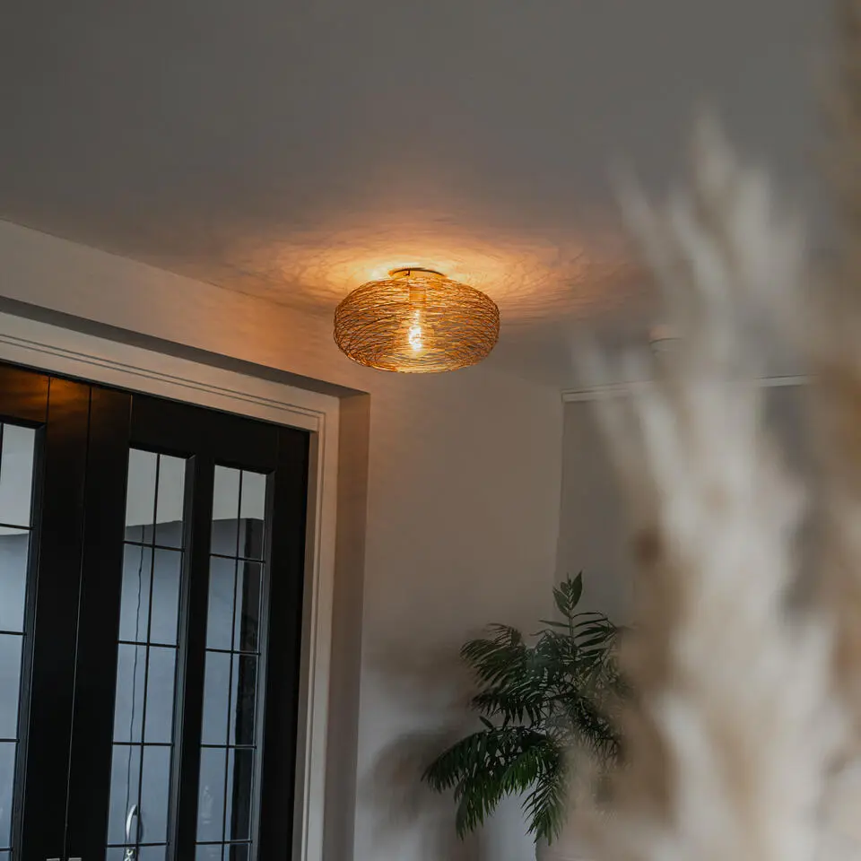 Qazqa plafondlampen sarella goudkleurig e27