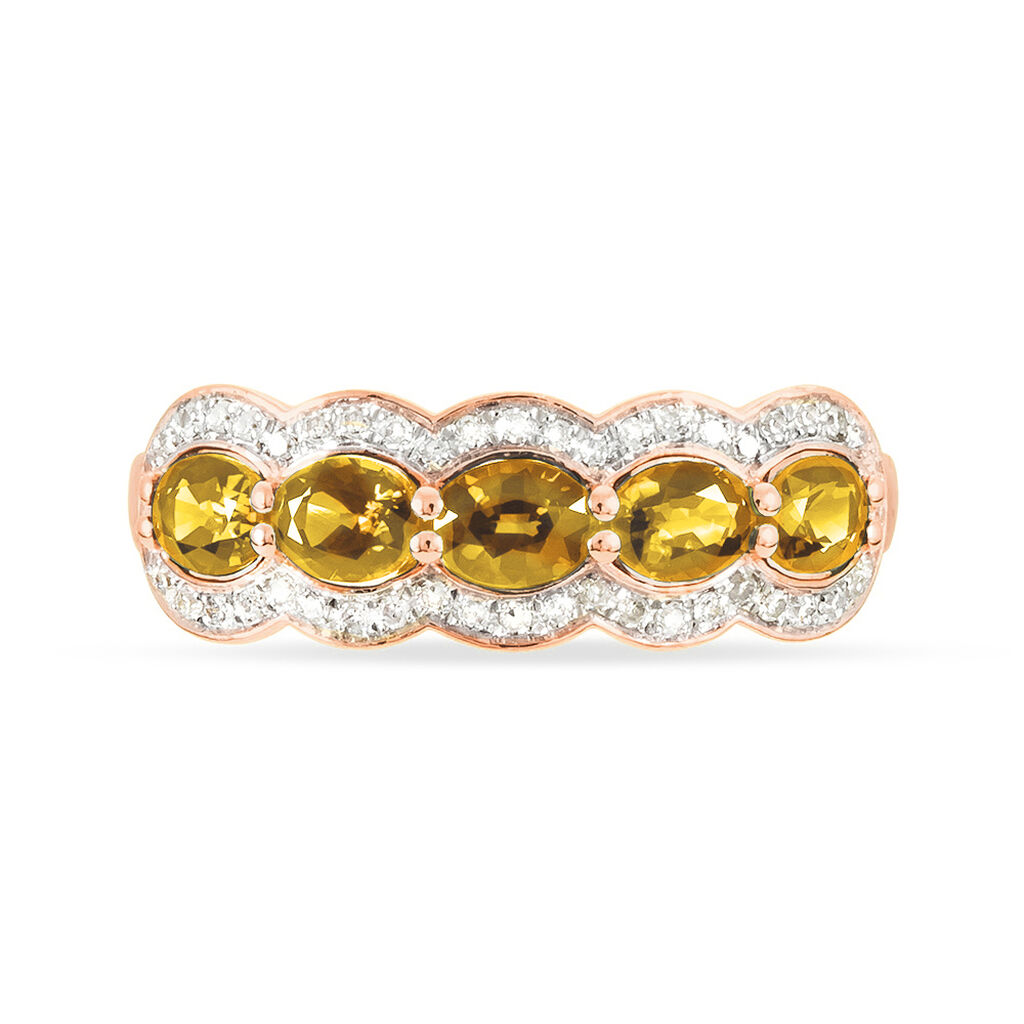 Bague Margaux Or Rose Citrine Et Diamant