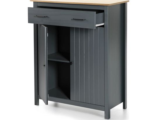 CONCEPT1 - Bahut Miranda 2P1T bleu cire 90 x 40 x h110cm