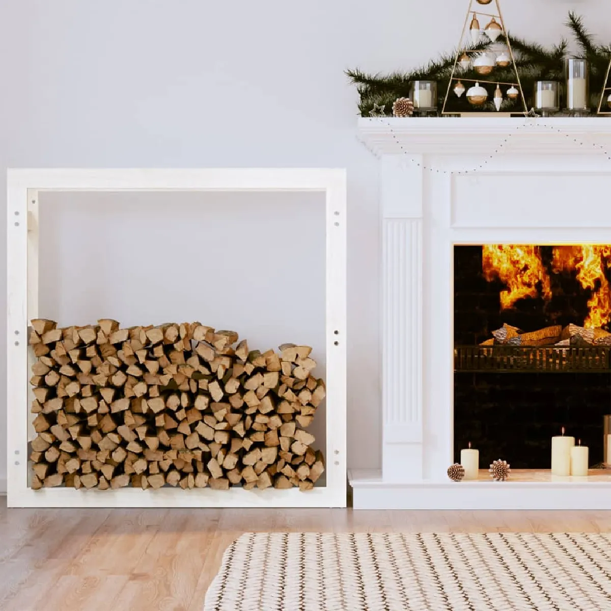 vidaXL Support bois - Bois de pin - Blanc - 100x25x100 cm