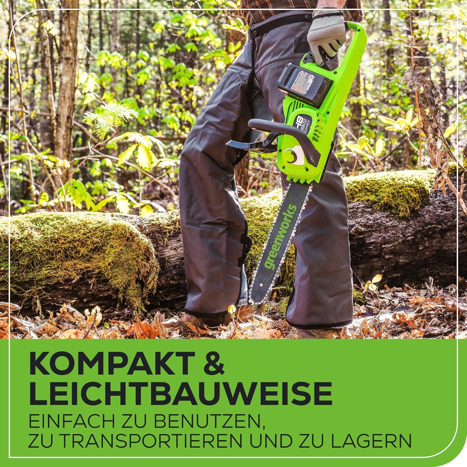 Greenworks 48V (24V x 2) Akku Kettensäge mit bürstenlosem Motor, 35cm Blattlänge, 20 m/s Kettengeschwindigkeit, Auto-Öler, Mit zwei 4Ah Akkus & Doppel-Ladegerät, 3 Jahre Garantie-GD24X2CS36K4X