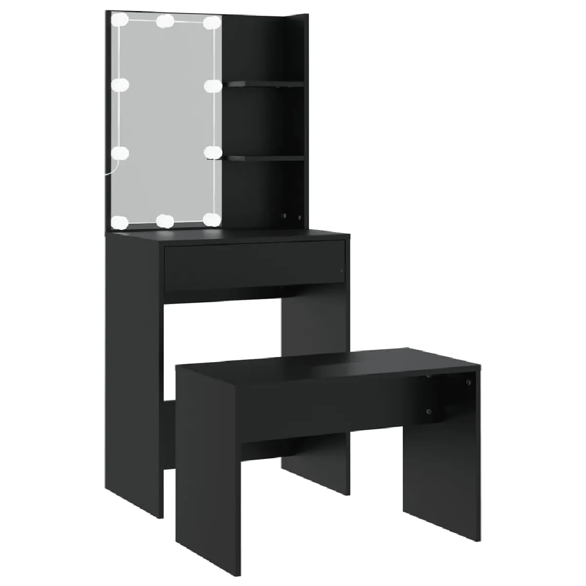 vidaXL Ensemble de coiffeuse à LED - Noir