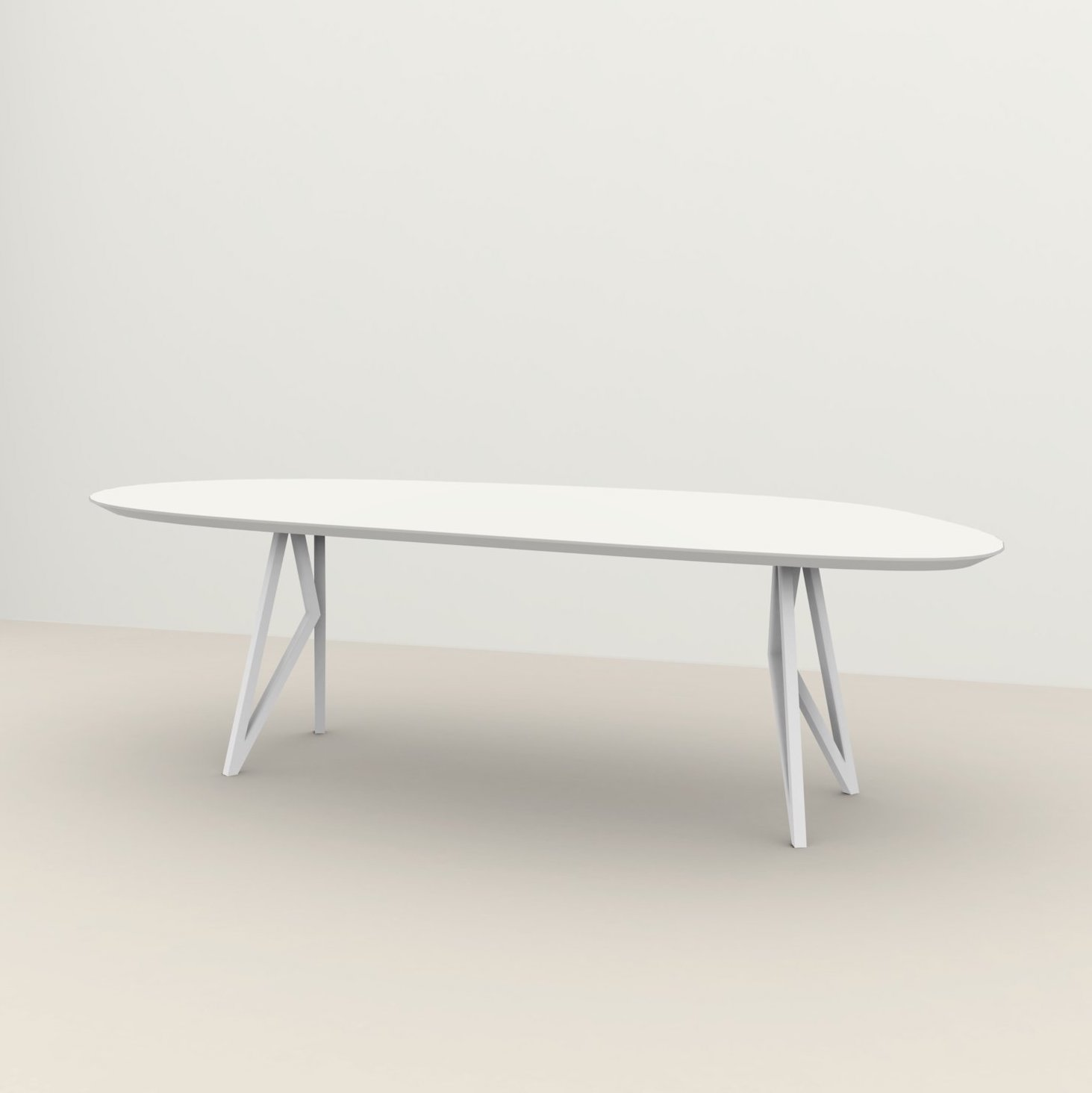 Studio HENK tafel Butterfly Blob - wit frame, HPL Fenix bianco kos 220 x 100 | HPL Fenix Bianco Kos | Verjongde Rand | Frame Wit