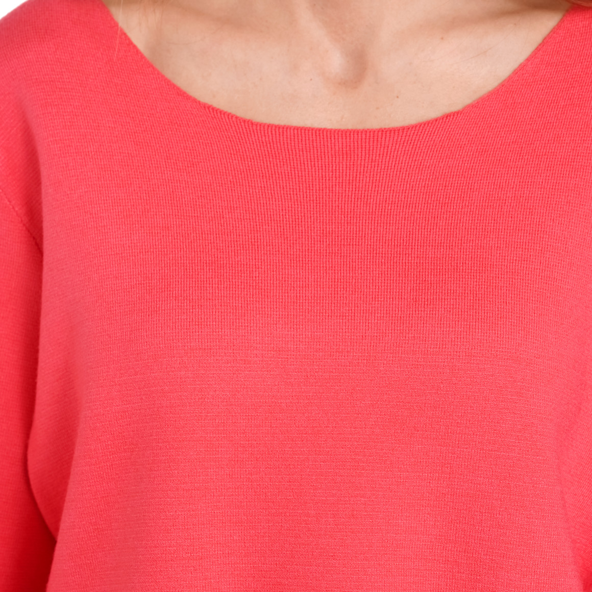 Gina Benotti Damen Pullover mit Kontraststreifen koralle