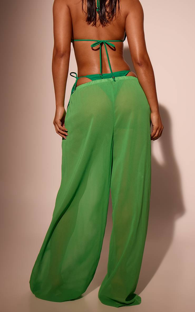 Vert Pantalon De Plage Large En Mousseline