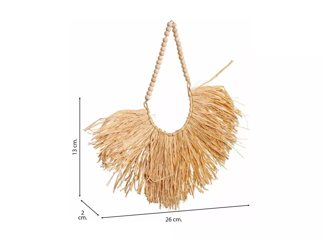 Collier décoratif mural en fibre naturelle marron 26x02x13h