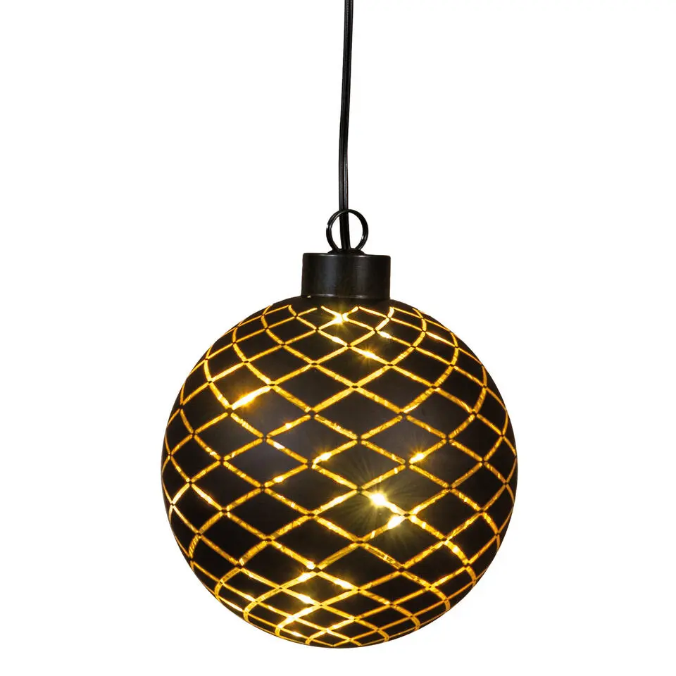 Anna's Collection Kerst hanger kerstbal - Goud - 10 cm - 8 LED