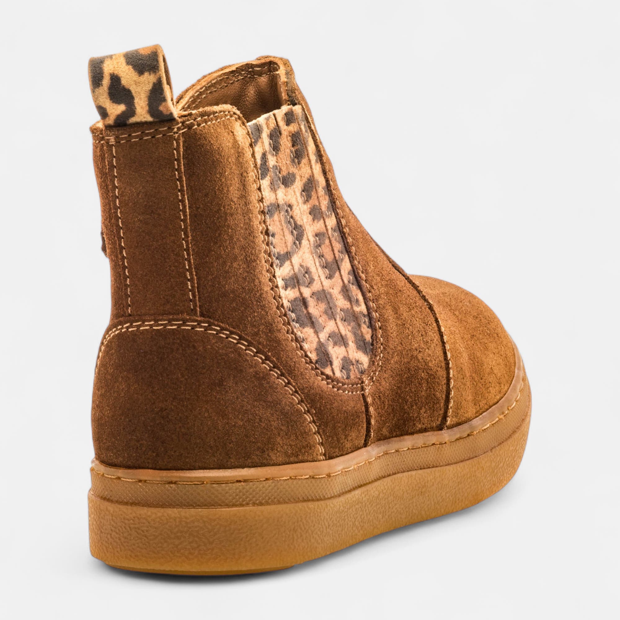 Bottines Fille en cuir cognac