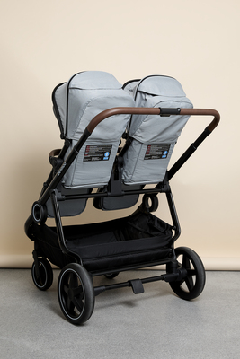 DEMOEKSEMPLAR Beemoo Pro Twin Søskenvogn, Cloud Grey/Black