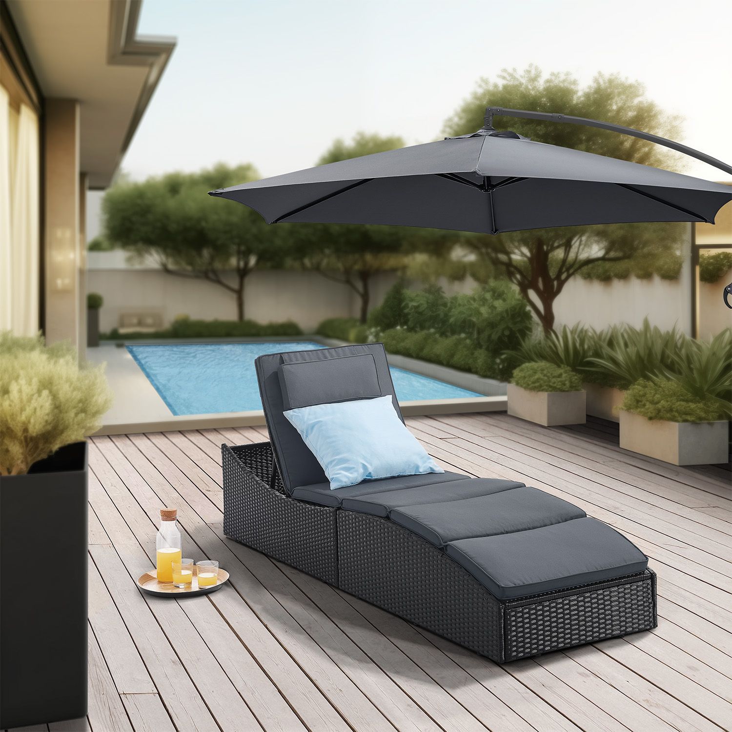 Juksys Lamia polyrotan ligbed - Black