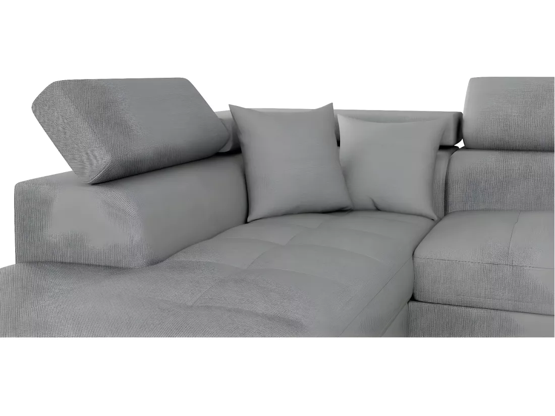Canapé d'angle gauche 5 places Rio Convertible avec coffre en tissu - Gris clair - L271 x P192 x H70cm - Loungitude