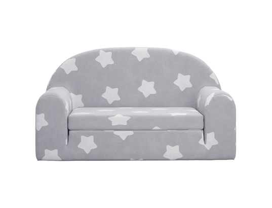 VIDAXL - Chambre bébé Canapé-lit enfant 2 places gris clair étoiles peluche douce