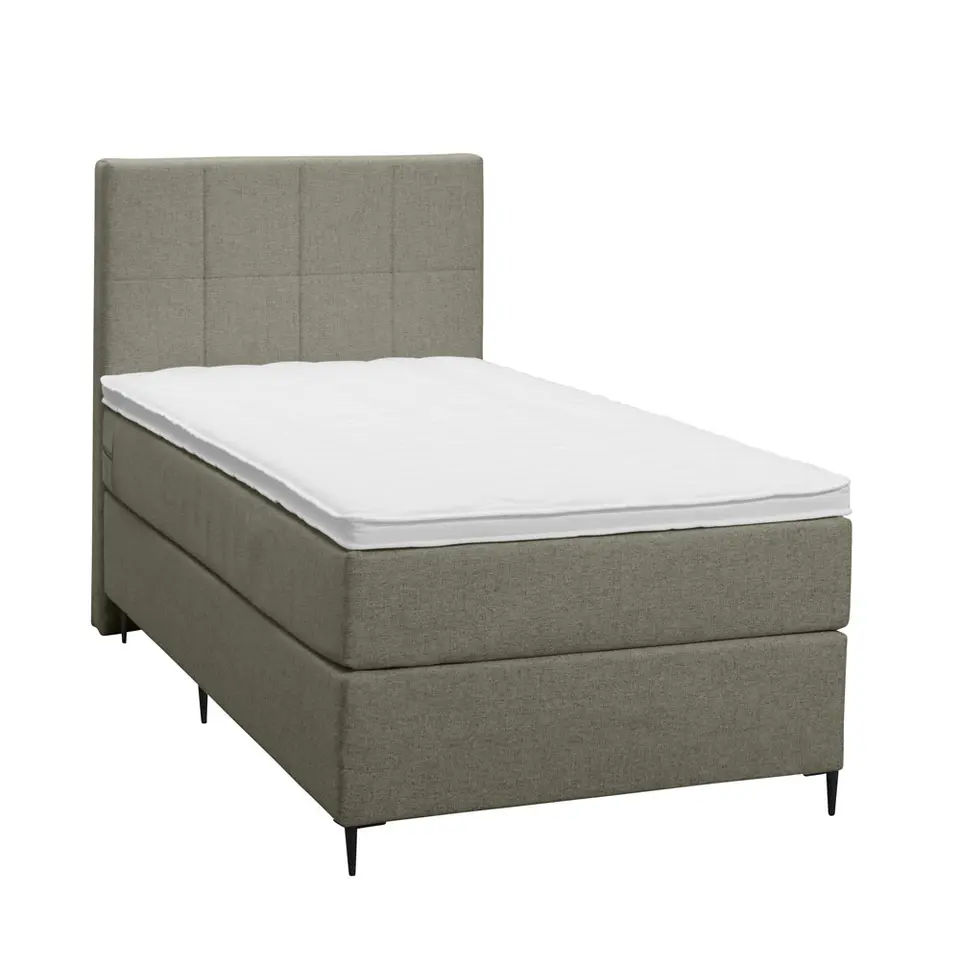 Boxspring Liv geblokt - groen - 90x200 cm - slanke poot