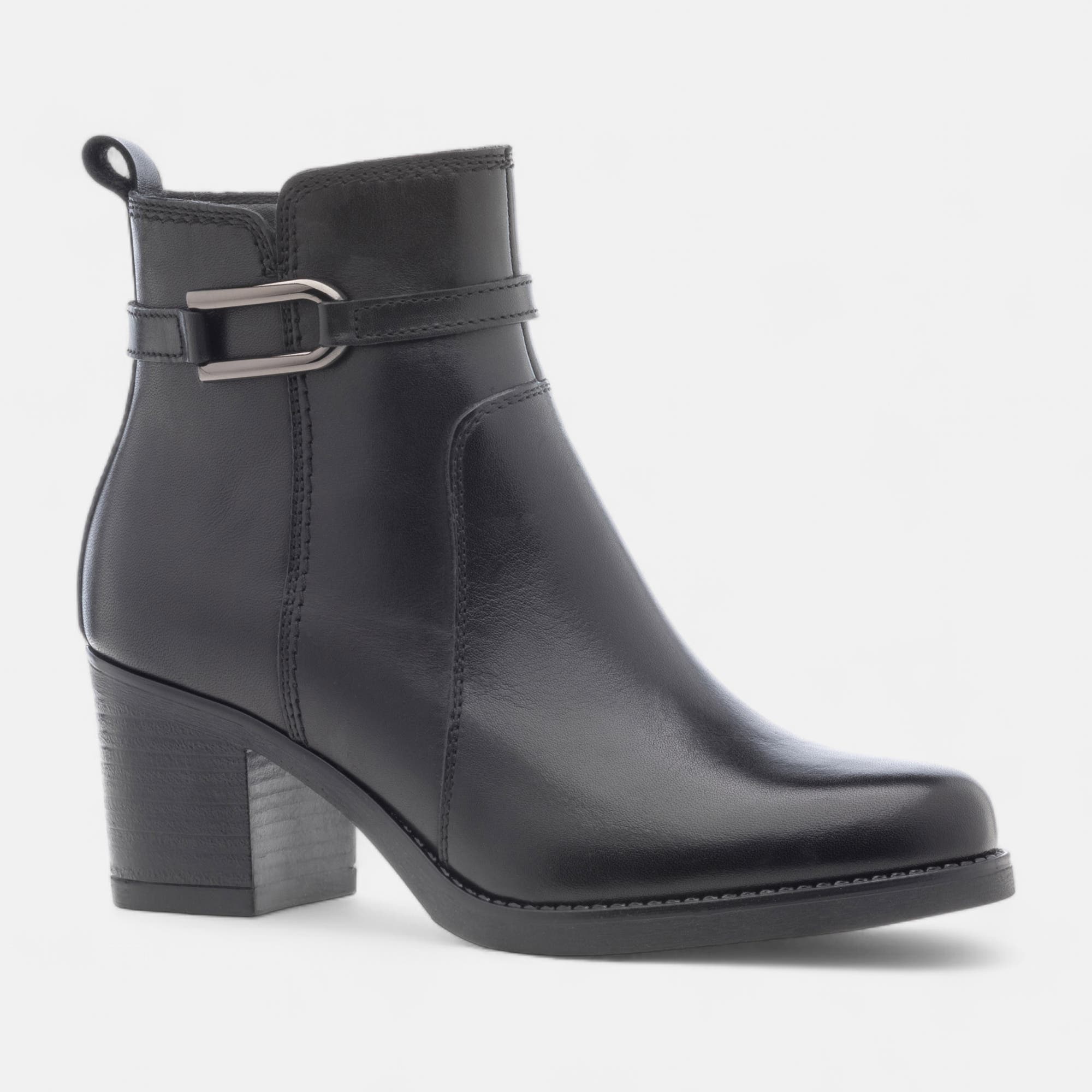 Bottines à talon Femme en cuir noir