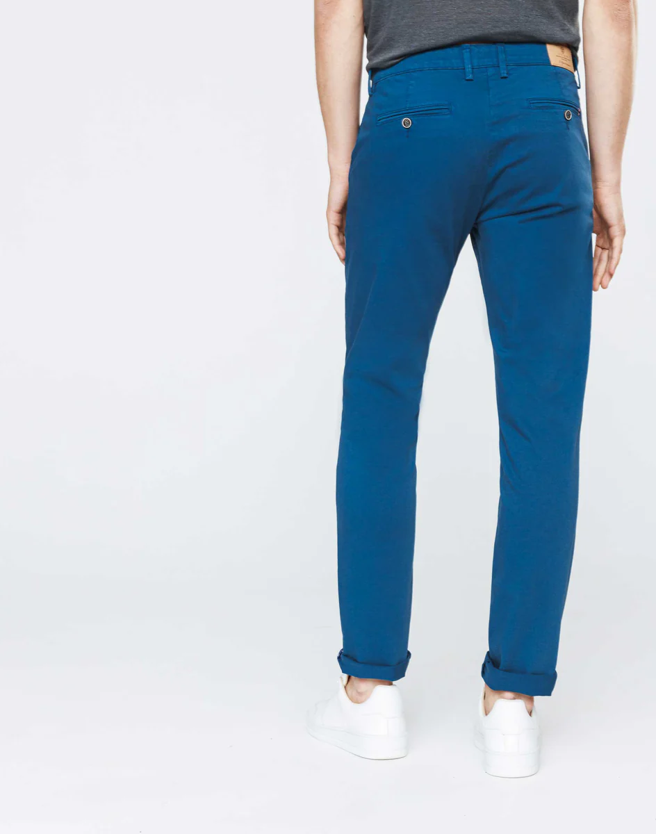 Chino slim satin bleu canard 