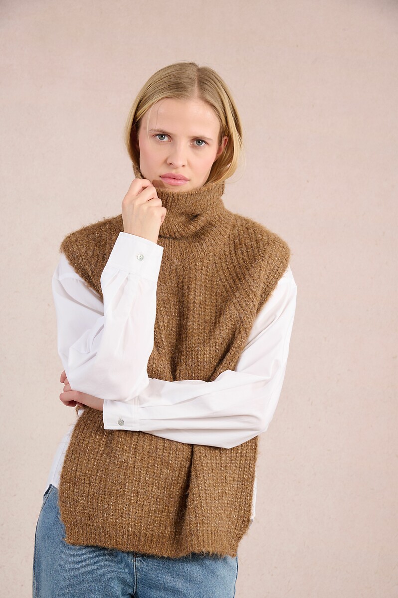 MOLLY BRACKEN<br>Suéter de gola alta sem mangas, malha