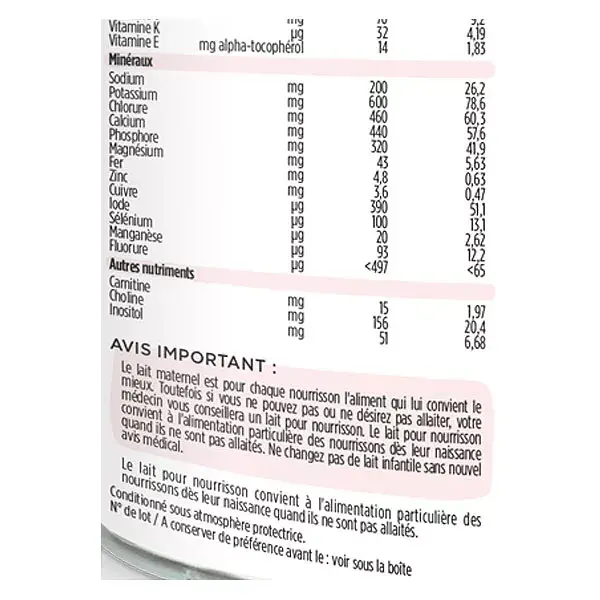 Leite orgânico de primeira etapa, batata, 800g
