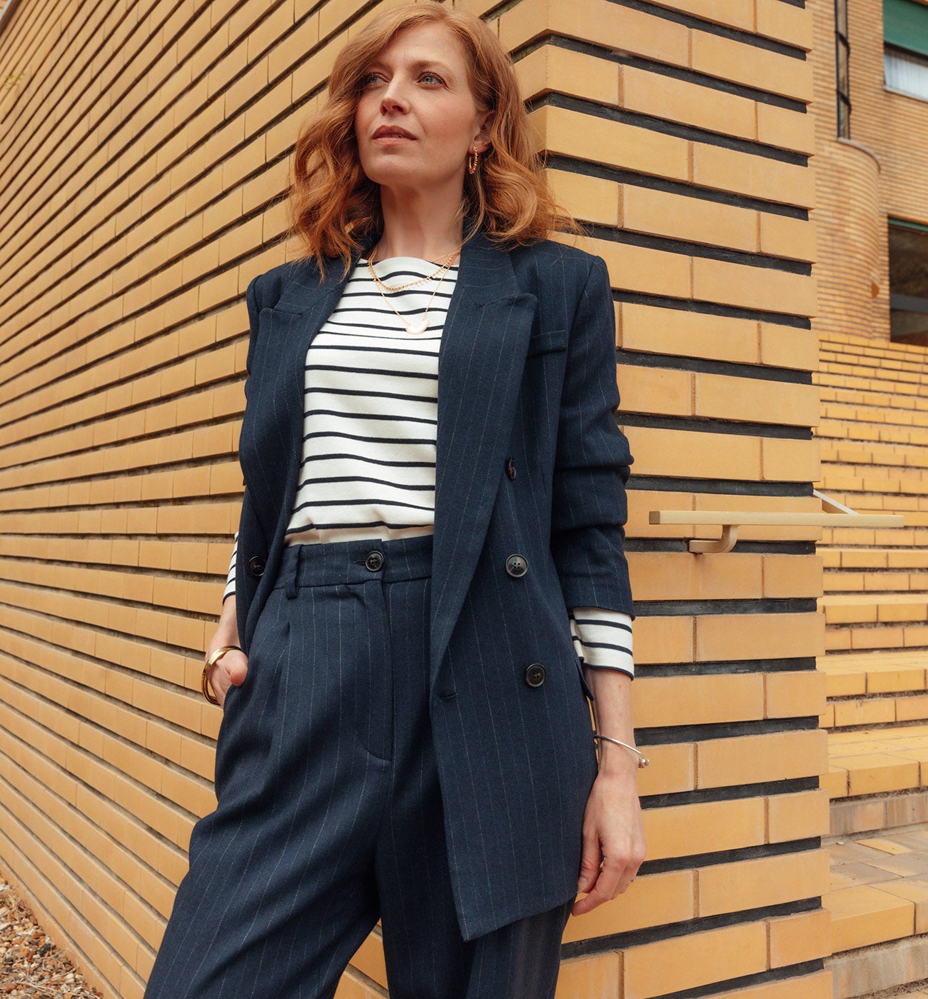 Veste de tailleur rayée Femme - Rayé marine
