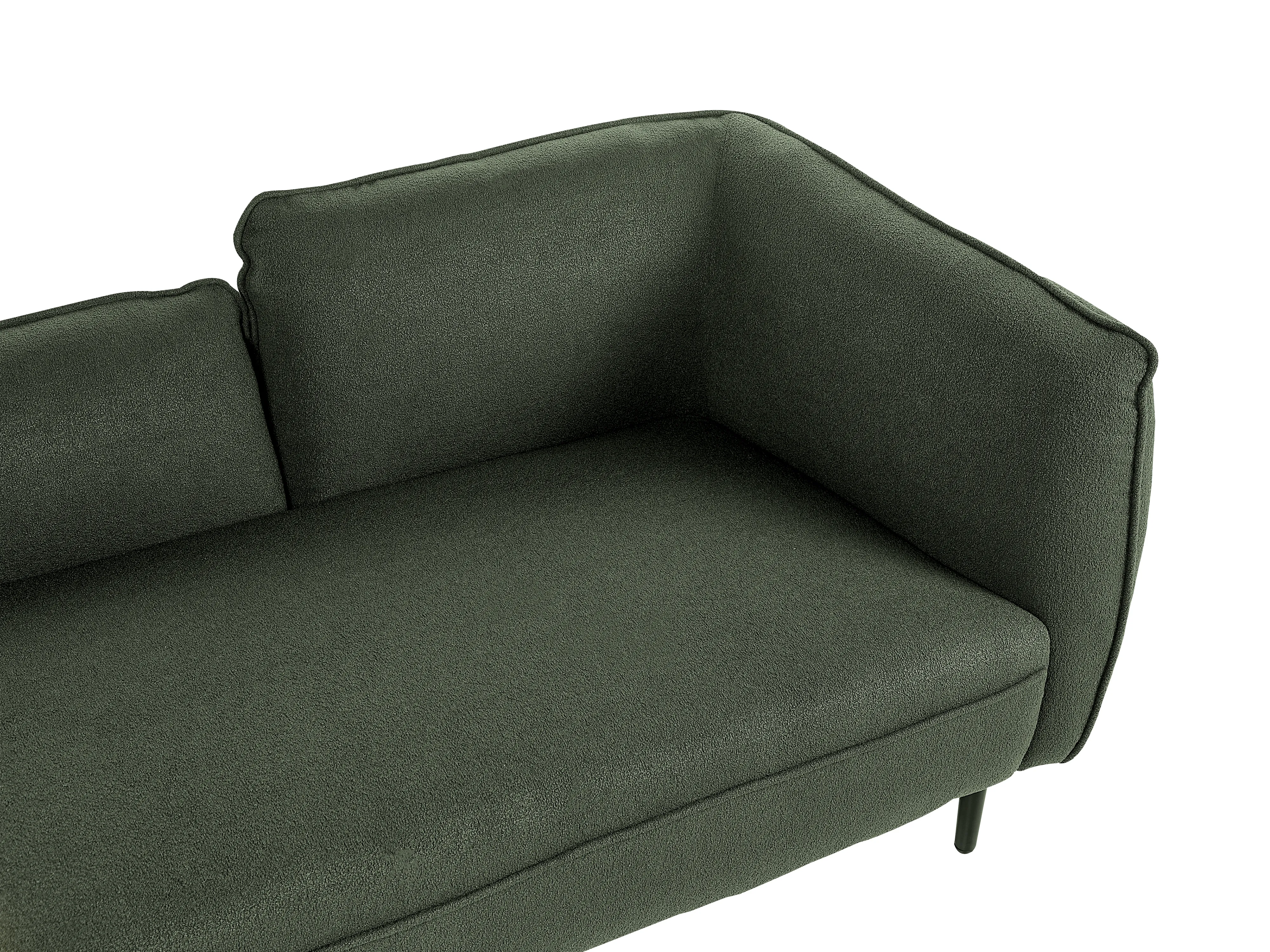 Rechtszijdige chaise longue CHEVANNES Bouclé Donkergroen