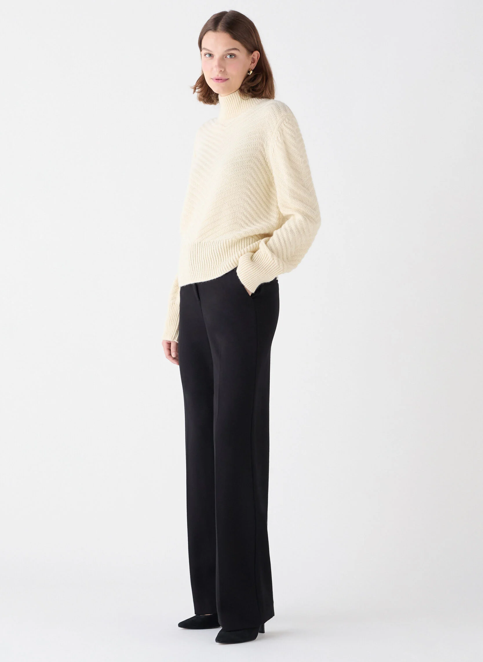 MWILLIAM - Pull droit col montant | Blanc