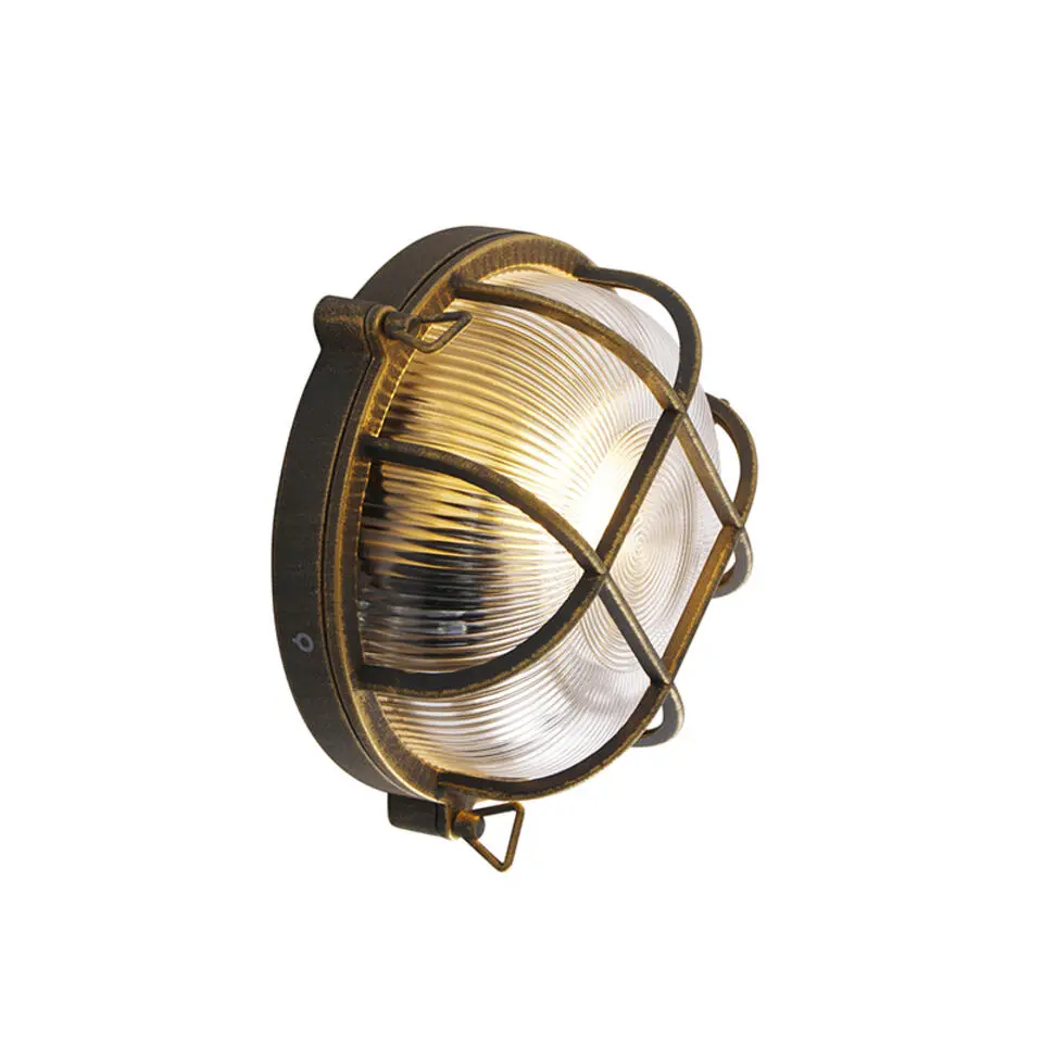 Qazqa wandlampen buiten nautica goudkleurig e27