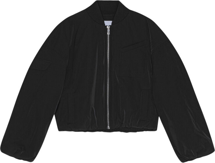 Ganni Light Twill Oversized Short Bomber Black