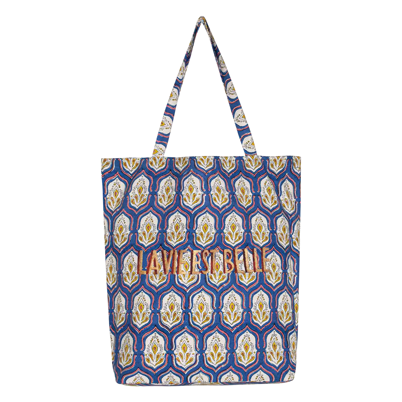 Tote bag imprimé en coton| Bleu